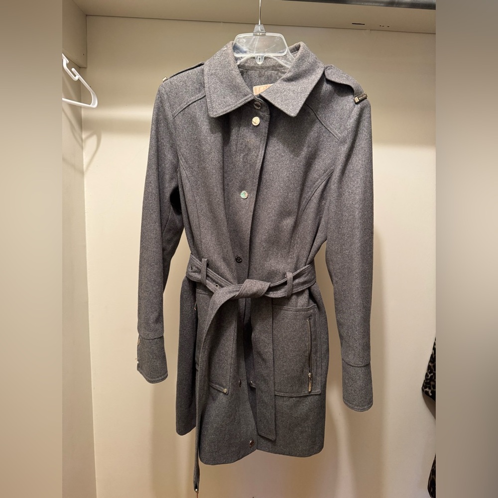Michael Kors Charcoal Belted Trench Coat